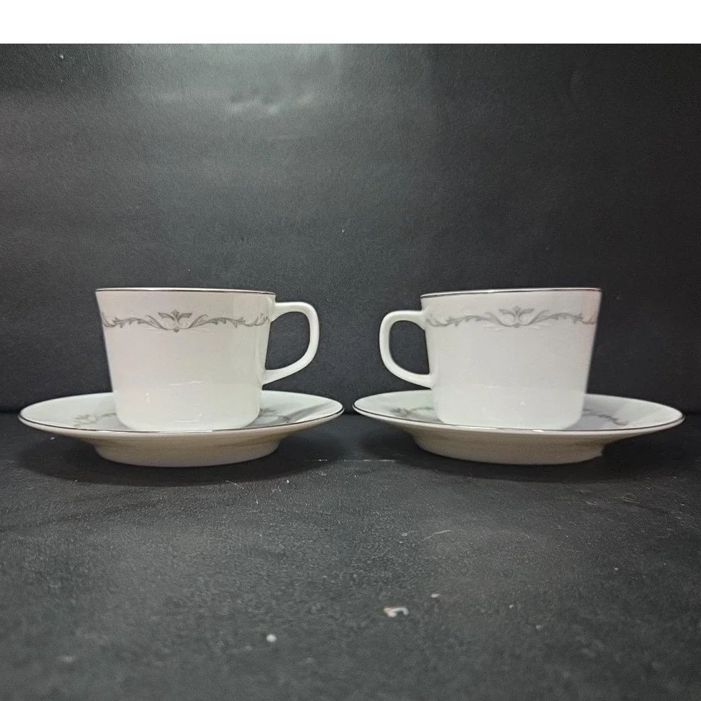 Signature Collection Petite Bouquet Cup & Saucers #114, Set of 2, Vtg Fine China